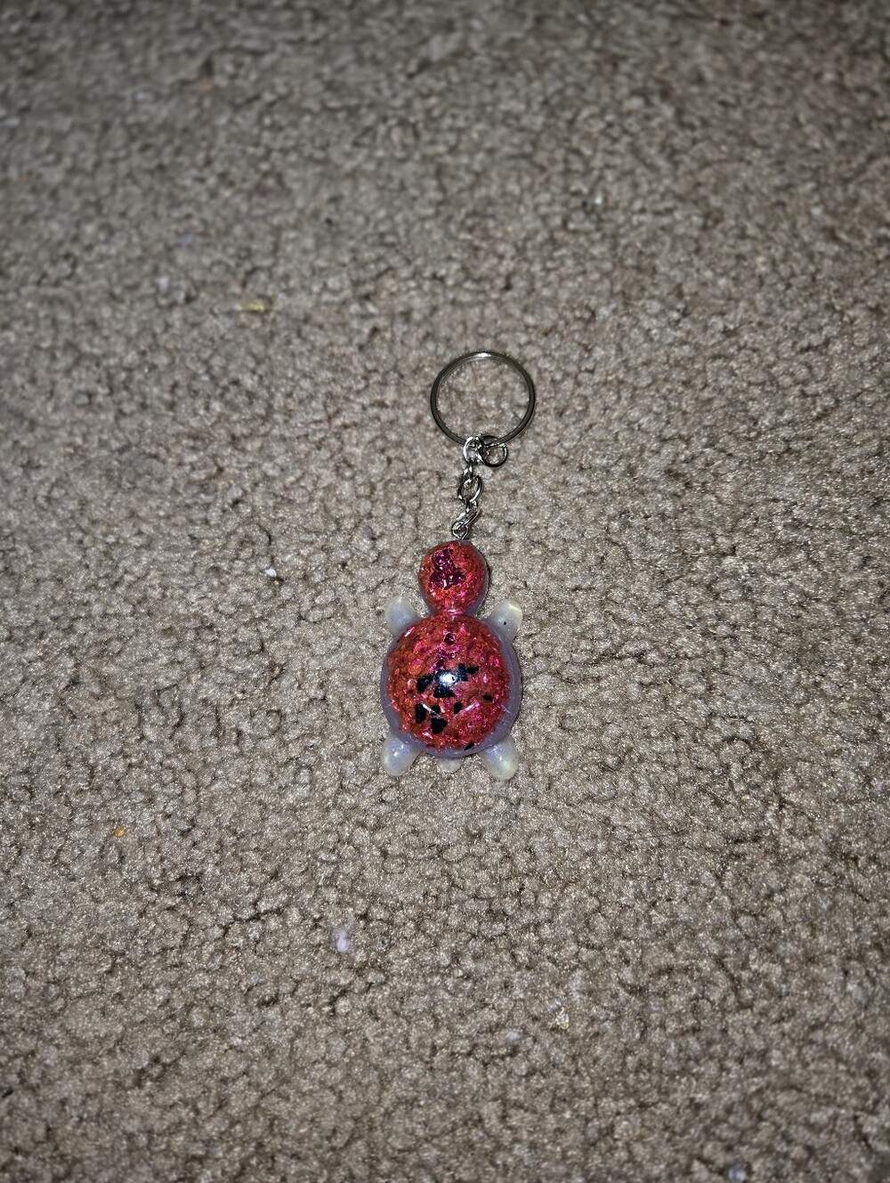 Handmade Resin Pink Glitter Turtle Keychain Bag Charm 341